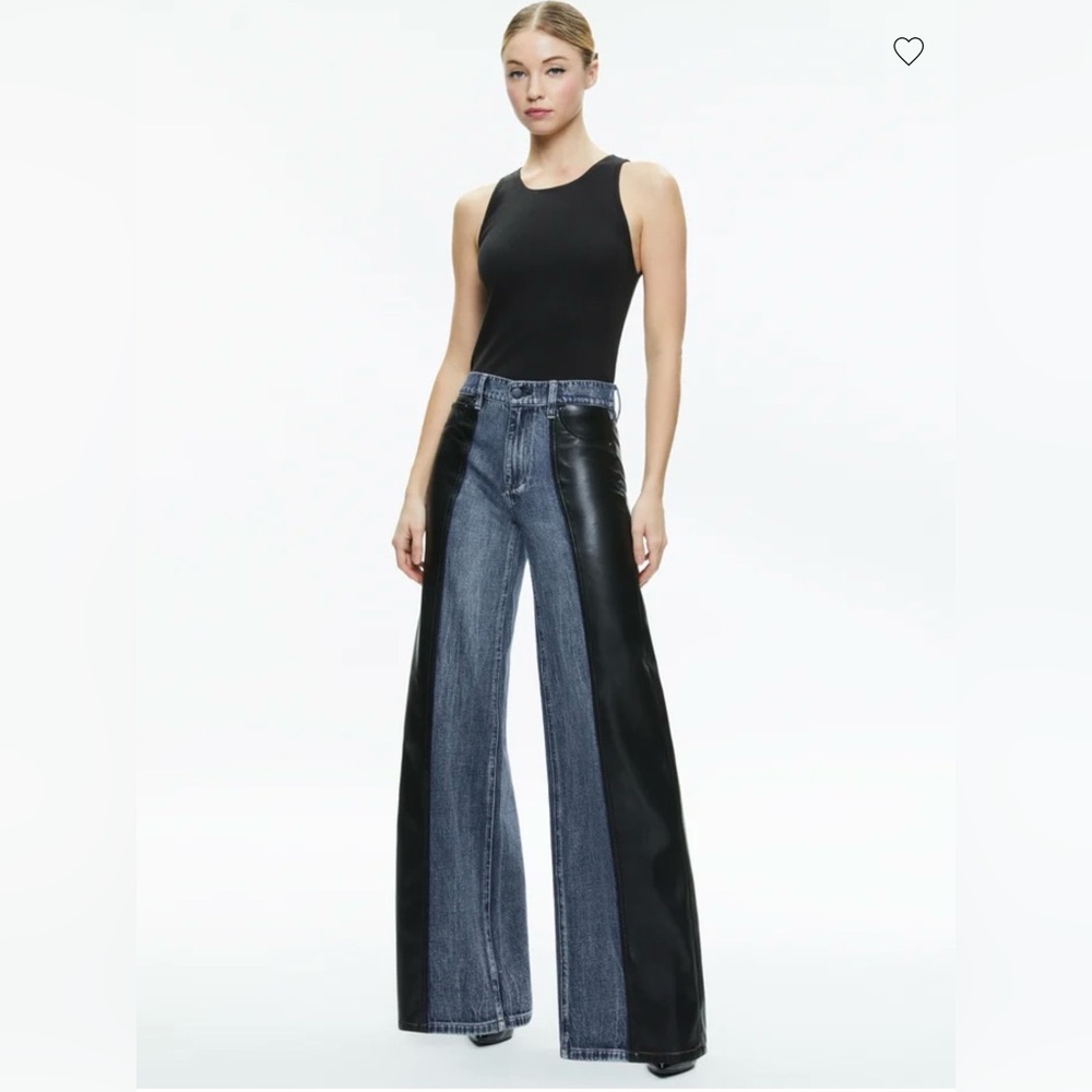 Alice & Olivia Trish Vegan leather / denim jeans